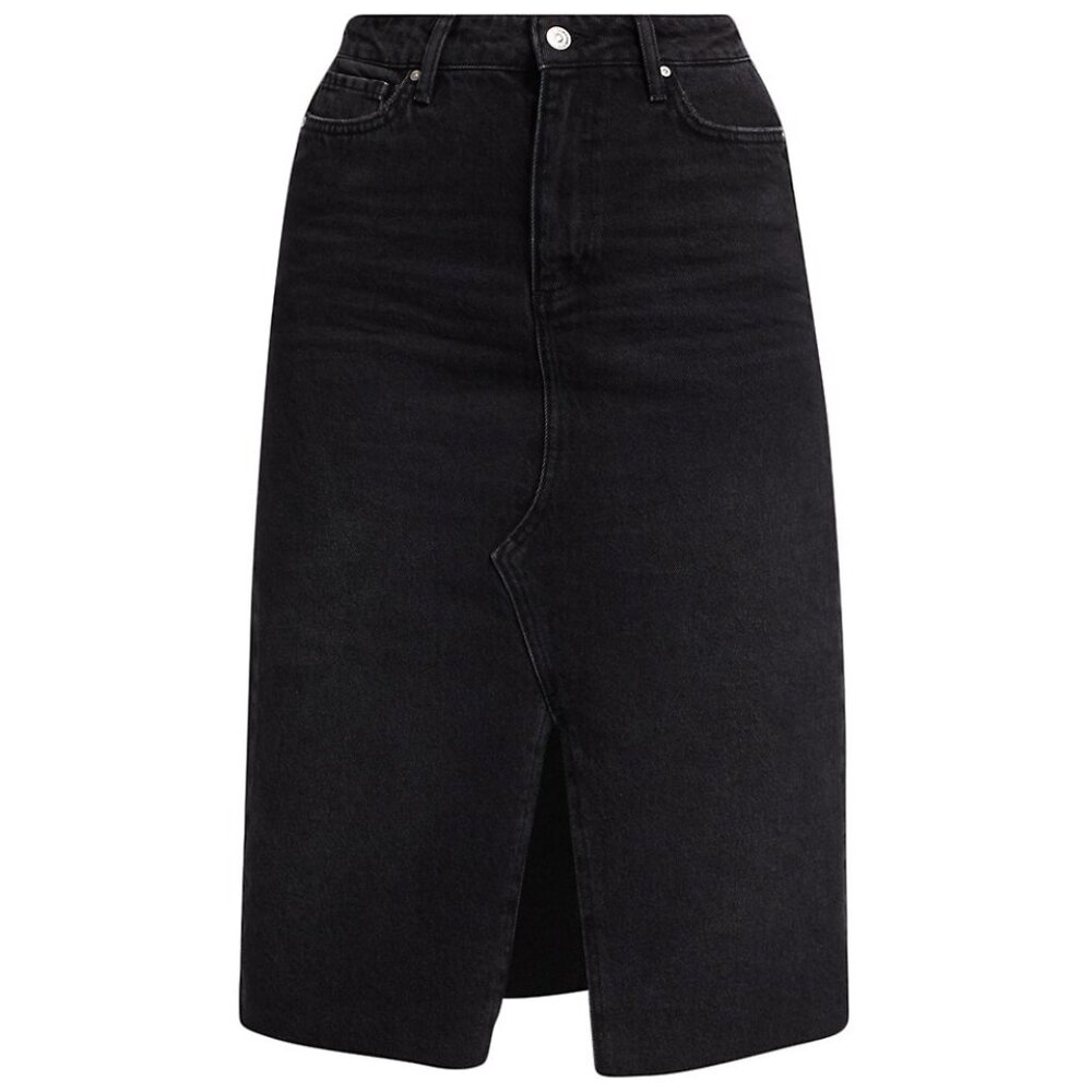 PAIGE Meadow Midi Denim Skirt in Lilith Black ~ NWT ~ Size 27